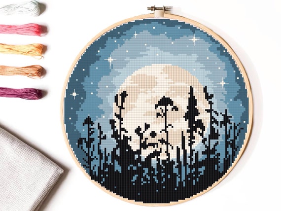 Embroidery easy pdf pattern Landscape cross stitch poster Sky Cross Stitch poster pattern Nature poster cross stitch