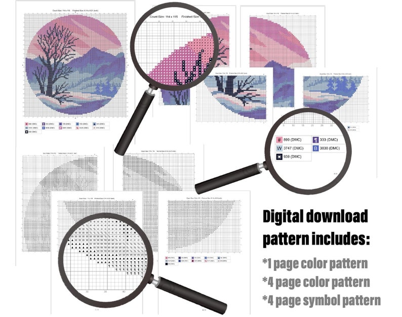 instant PDF cross stitch forest nature counted cross stitch chart Redwood national park Modern Cross Stitch Pattern landscape