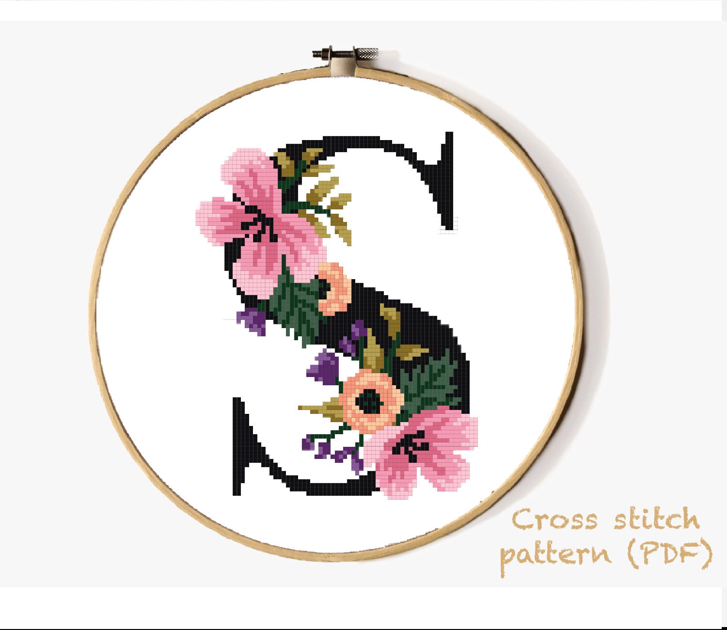 Love Poppet HOME - Four Letter Floral Modern Cross Stitch Kit
