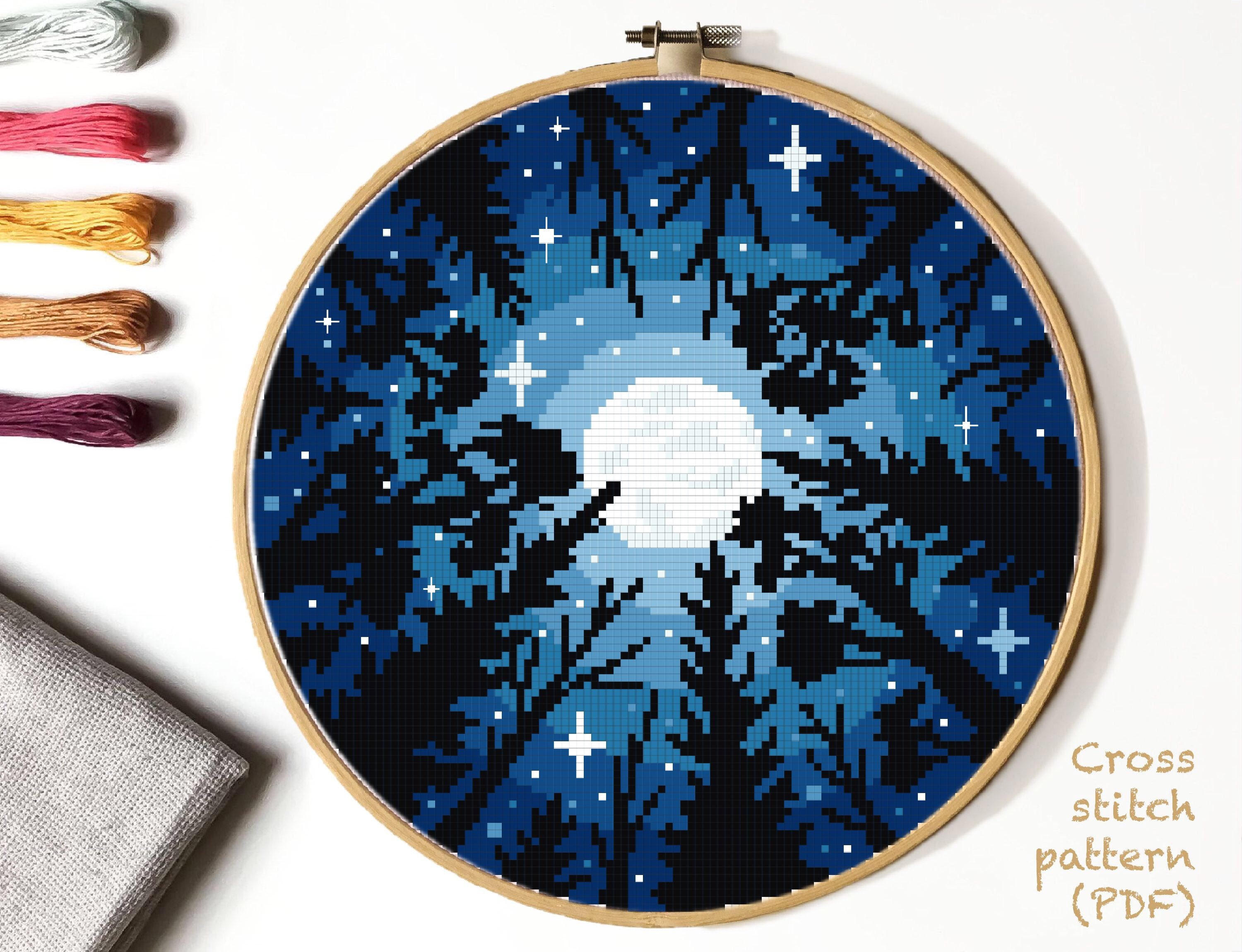 Tiwabb Aurora Night Cross Stitch Kit - 11 CT Stamped Pattern, 12x16 Inch, For Beginners & Adults - View #8