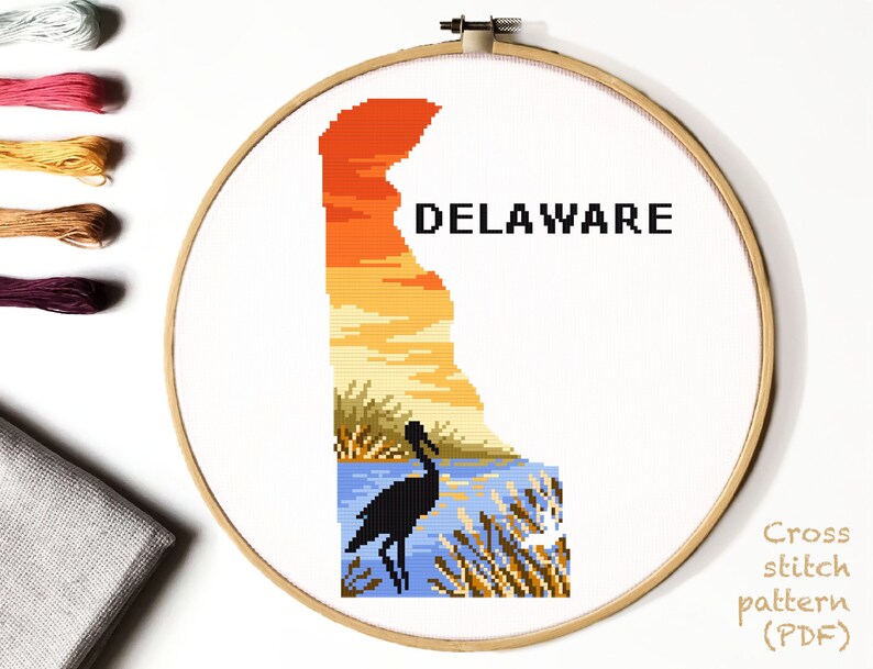 Delaware State US Modern Cross Stitch Pattern Nature Counted Etsy