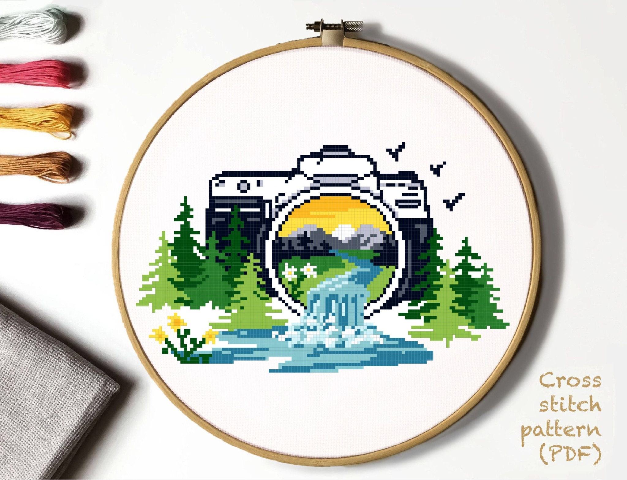 Landscape Modern Cross Stitch Pattern Nature Counted Cross Etsy Australia