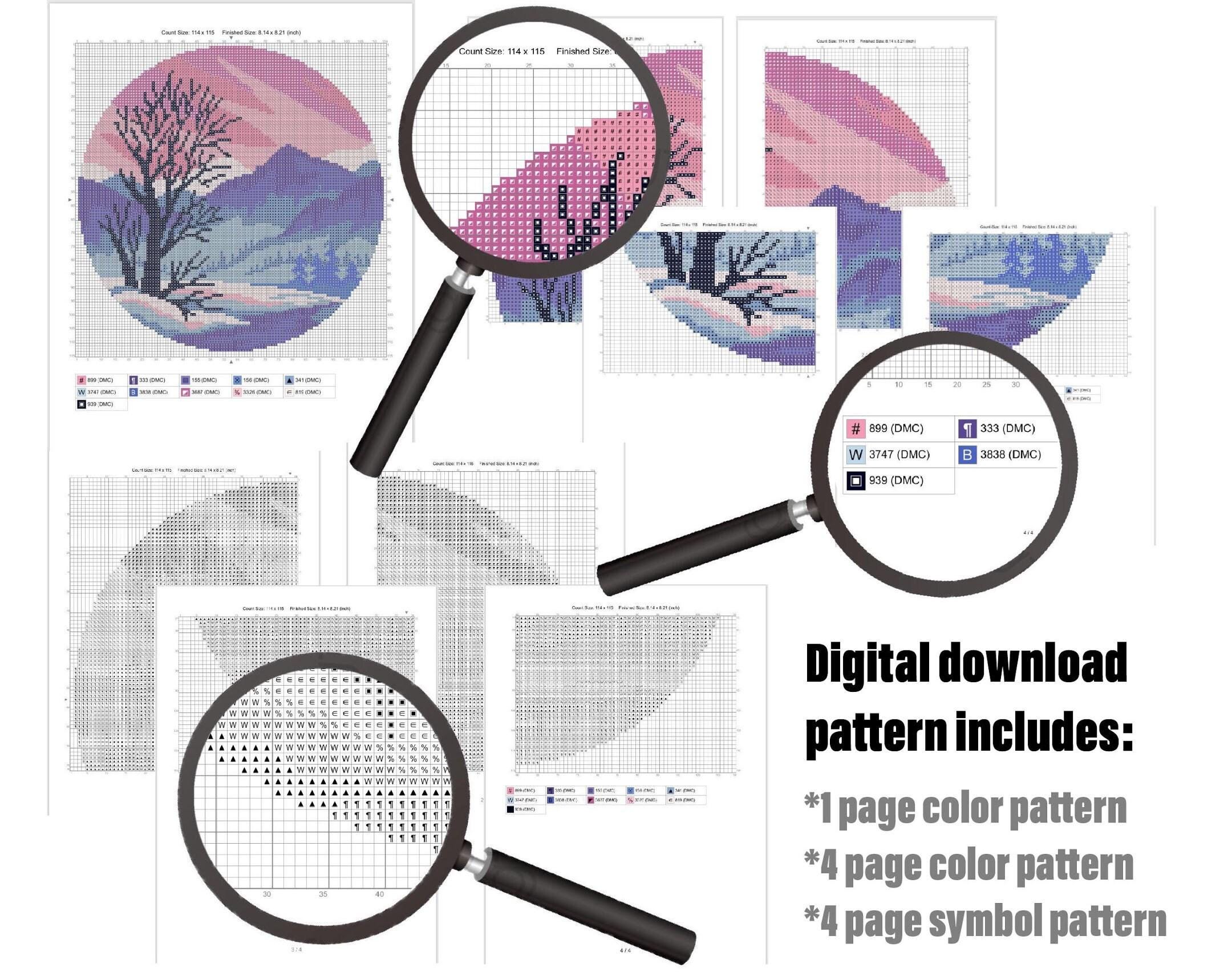 Sea Bottom Cross Stitch Pattern, Modern Ocean Animals Embroidery