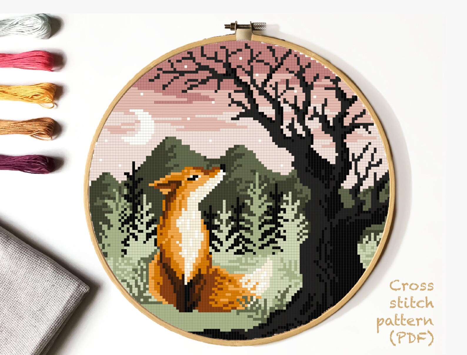 Fox Modern Cross Stitch Pattern Easy Counted Cross Stitch Etsy