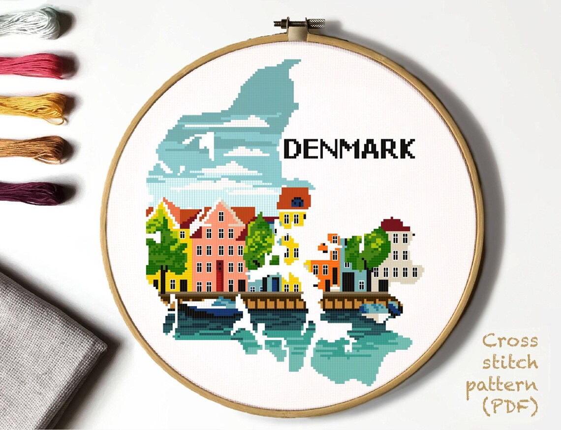 Denmark Modern Cross Stitch Pattern Nature Easy Counted Cross Etsy