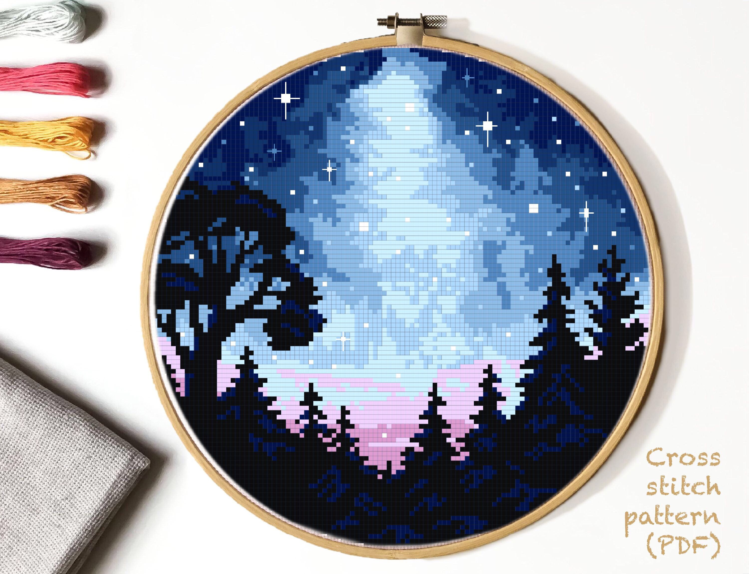 Landscape Cross Stitch Pattern forest counted cross stitch - Etsy España