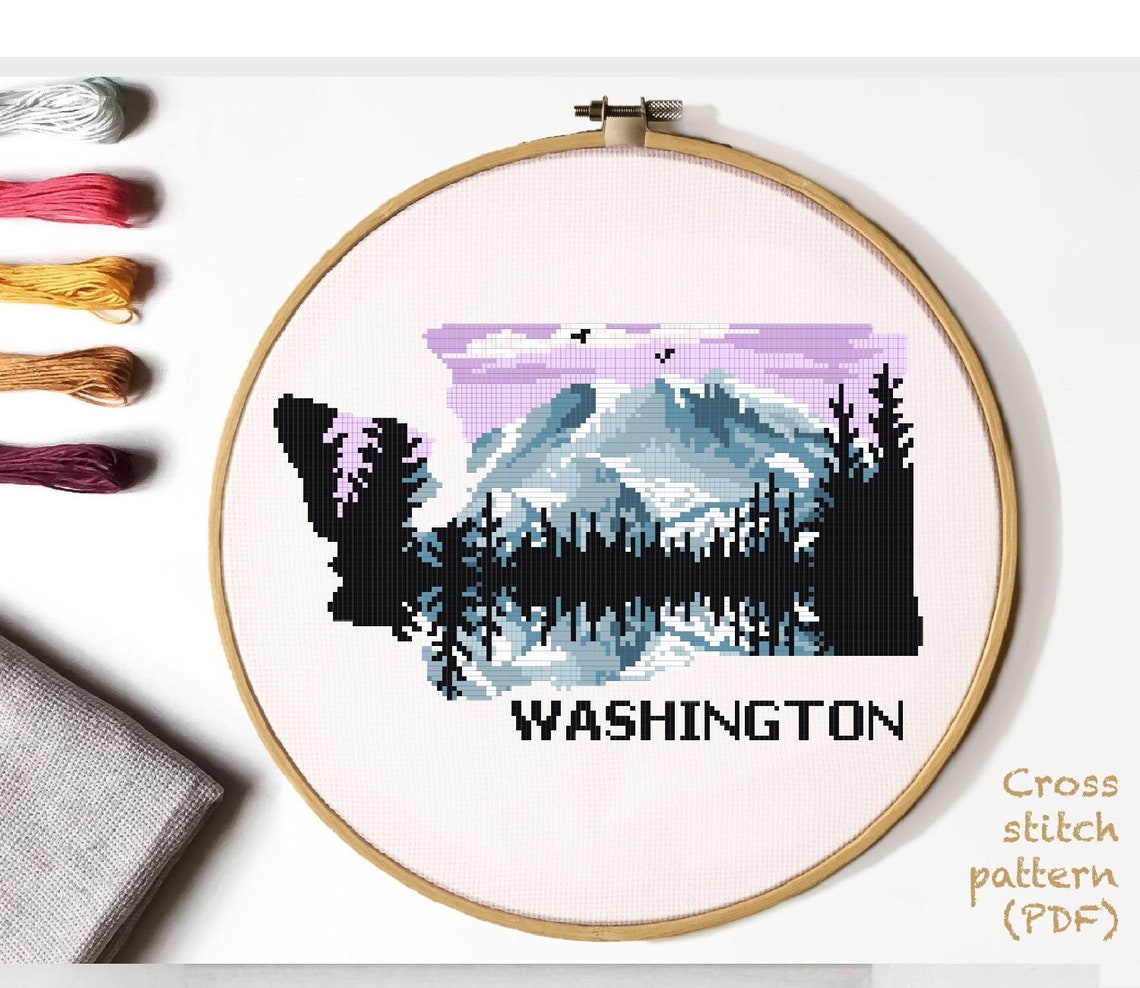 Washington state US Modern Cross Stitch Pattern nature easy Etsy