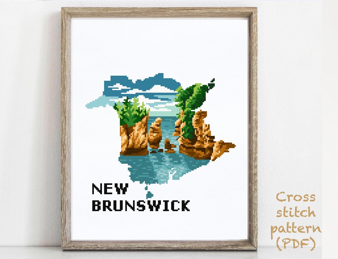 New Brunswick Province Canada Modern Cross Stitch Pattern, Hopewell