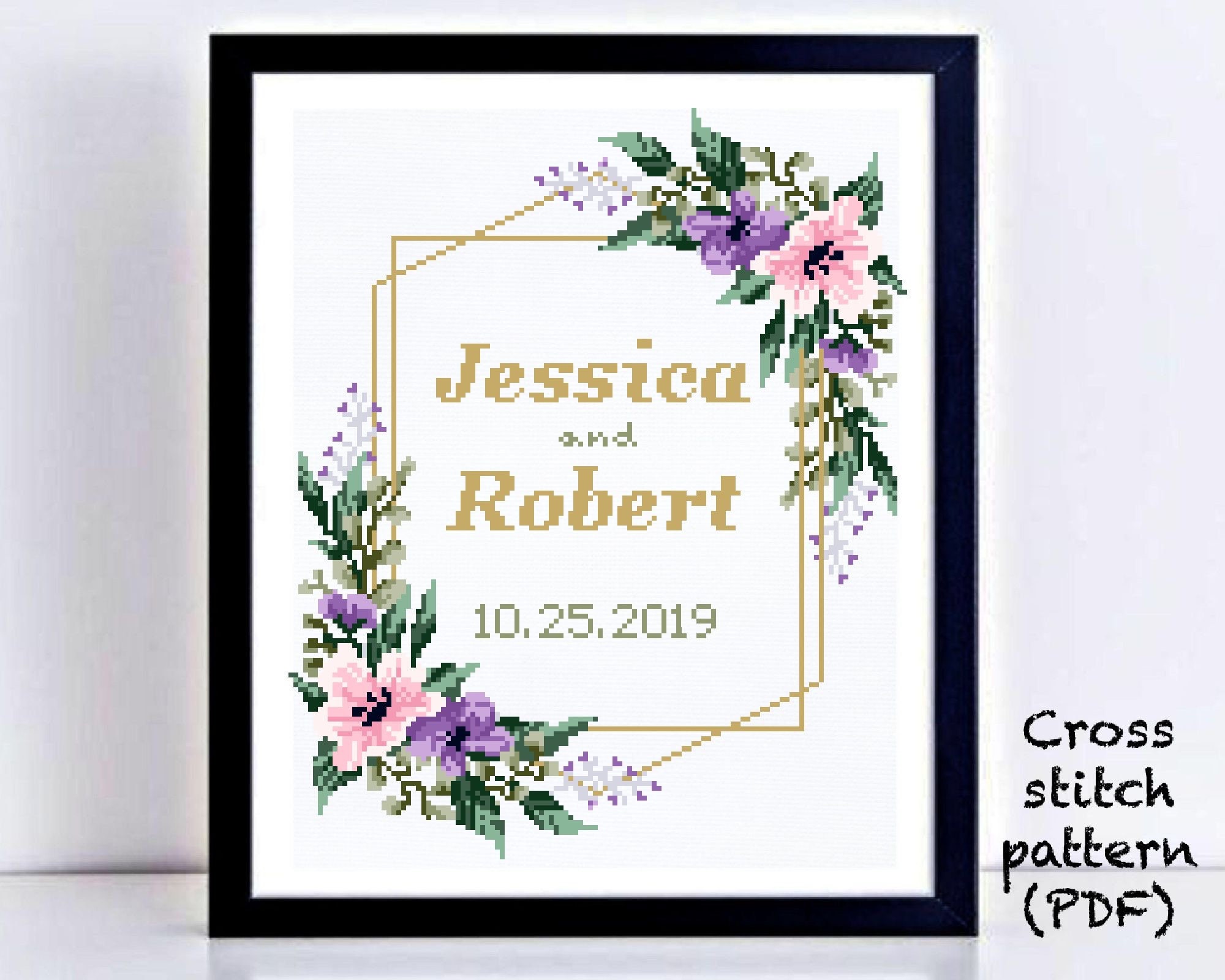 Buy Custom Cross Stitch With Date Cross Stitch Personalised Handmade  Wedding Gift Bridal Shower Gift Baby Shower Gift Anniversary Gift With Date  Online in India 
