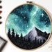 Landscape Modern Cross Stitch Pattern, nature counted cross stitch chart, mountain, forest , round, embroidery, INSTANT DOWNLOAD PDF 