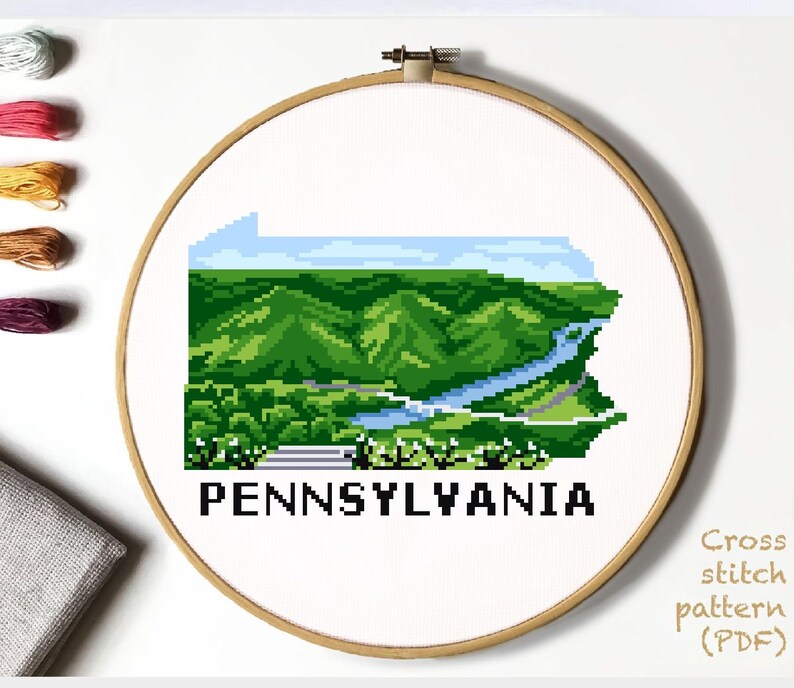 Pennsylvania State Modern Cross Stitch Pattern Nature Counted Etsy