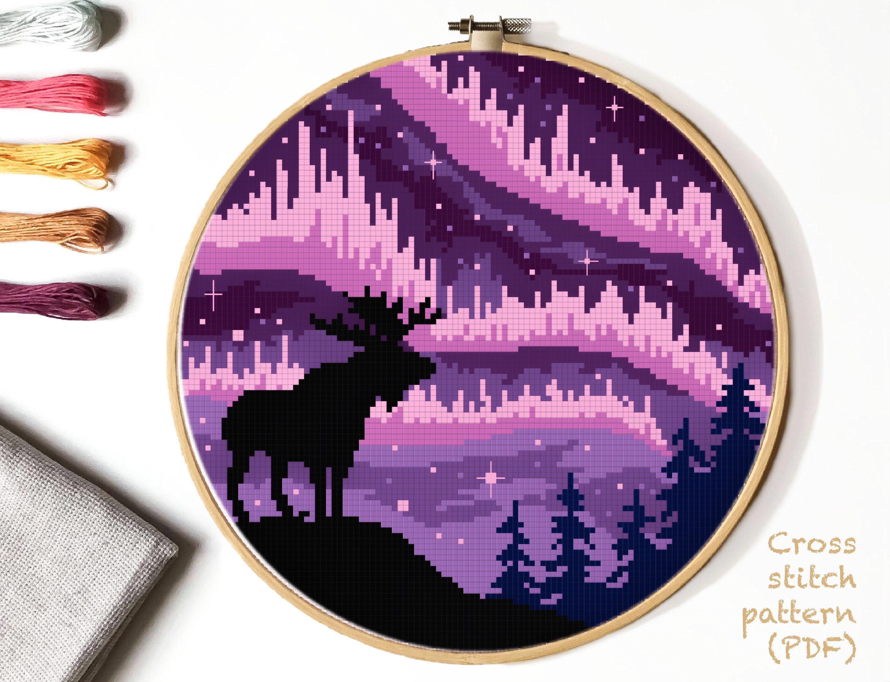 Northern Lights Modern Cross Stitch Pattern Nature Counted - Etsy