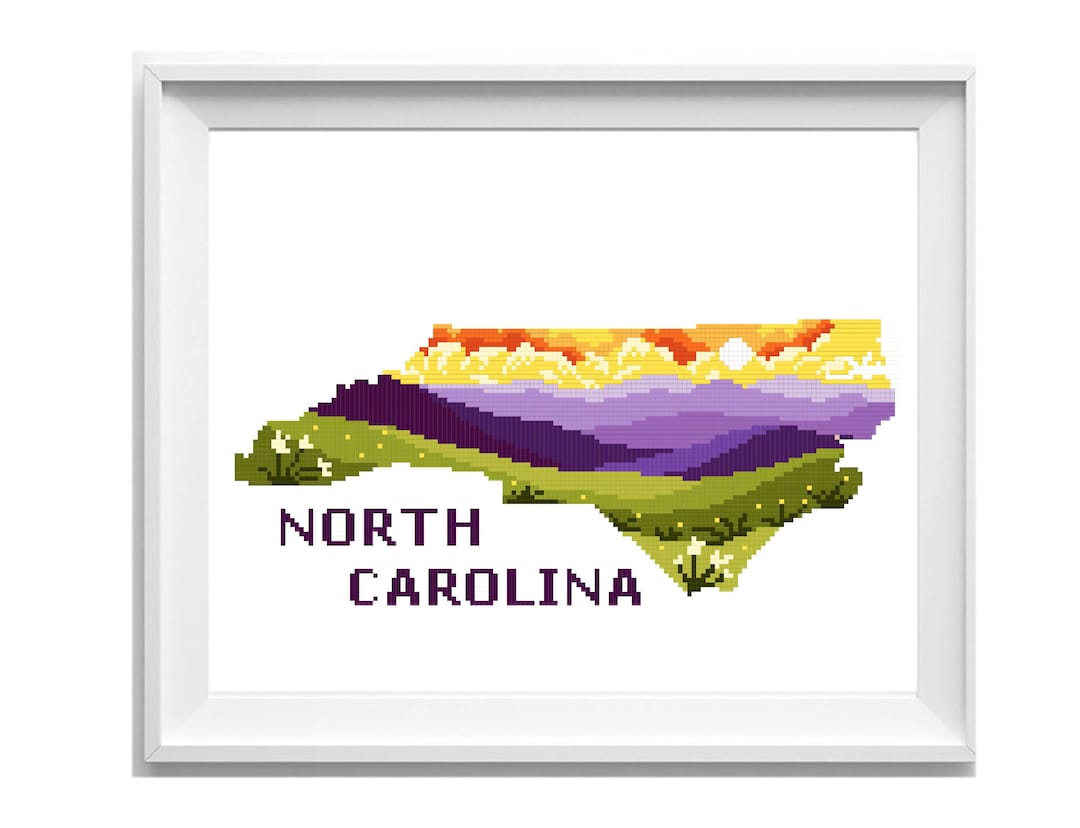 North Carolina State Modern Cross Stitch Pattern, Nature Counted Cross