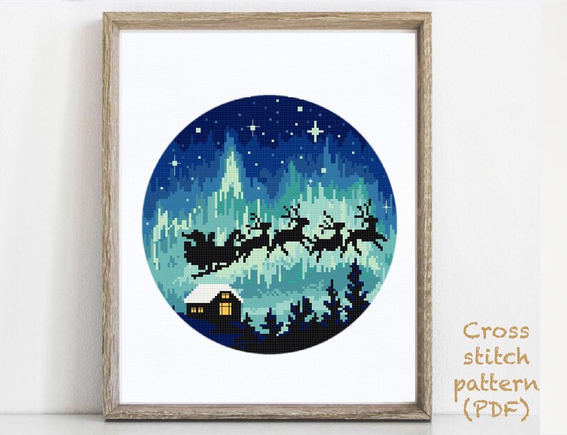 Northern Lights Modern Cross Stitch Pattern Christmas ...