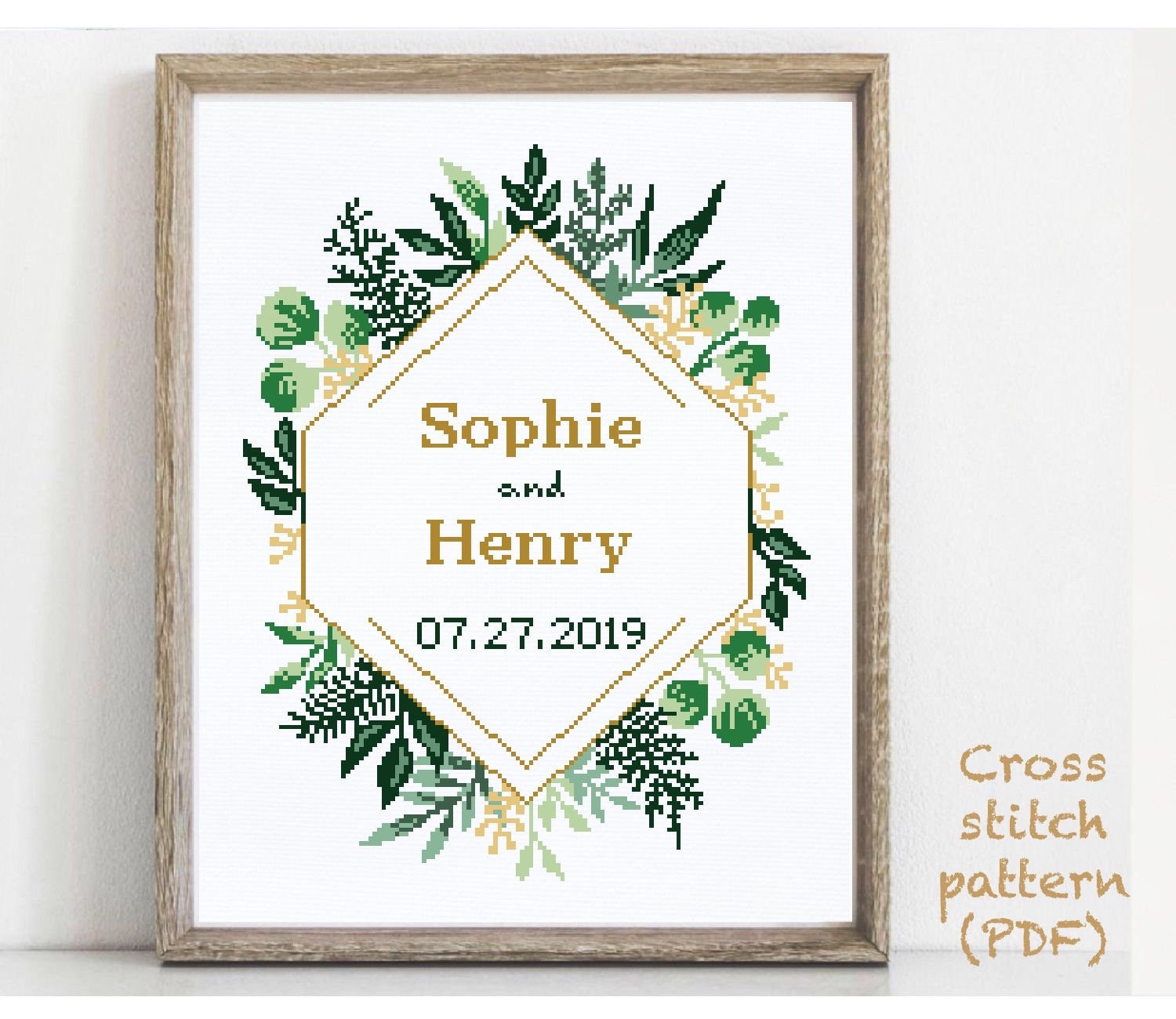 Wedding modern cross stitch pattern, personalized counted cross stitch chart, love, anniversary, wedding gift DIY, digital PDF