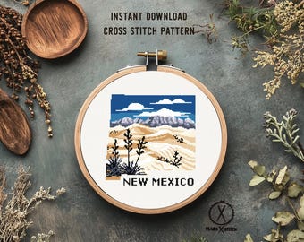 Nebraska, Scotts Bluff Cross Stitch Pattern, Landscape Art (PDF
