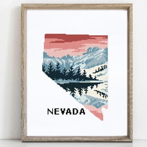 Nevada moderne Kreuzstichvorlage, Natur Kreuzstichvorlage, Great Basin Nationalpark, Berge, Wald , sofort PDF