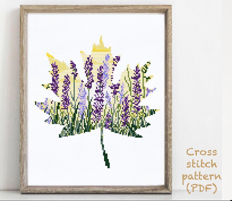 Set of 4 Flowers Leaves Modern Cross Stitch Pattern, Nature, Instant ...