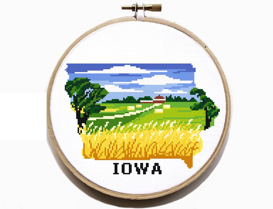 Iowa state Modern Cross Stitch Pattern easy counted cross Etsy