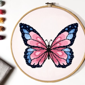 Butterfly  Cross Stitch Pattern, easy counted cross stitch chart, nature cross stitch, hoop embroidery, Instant download PDF
