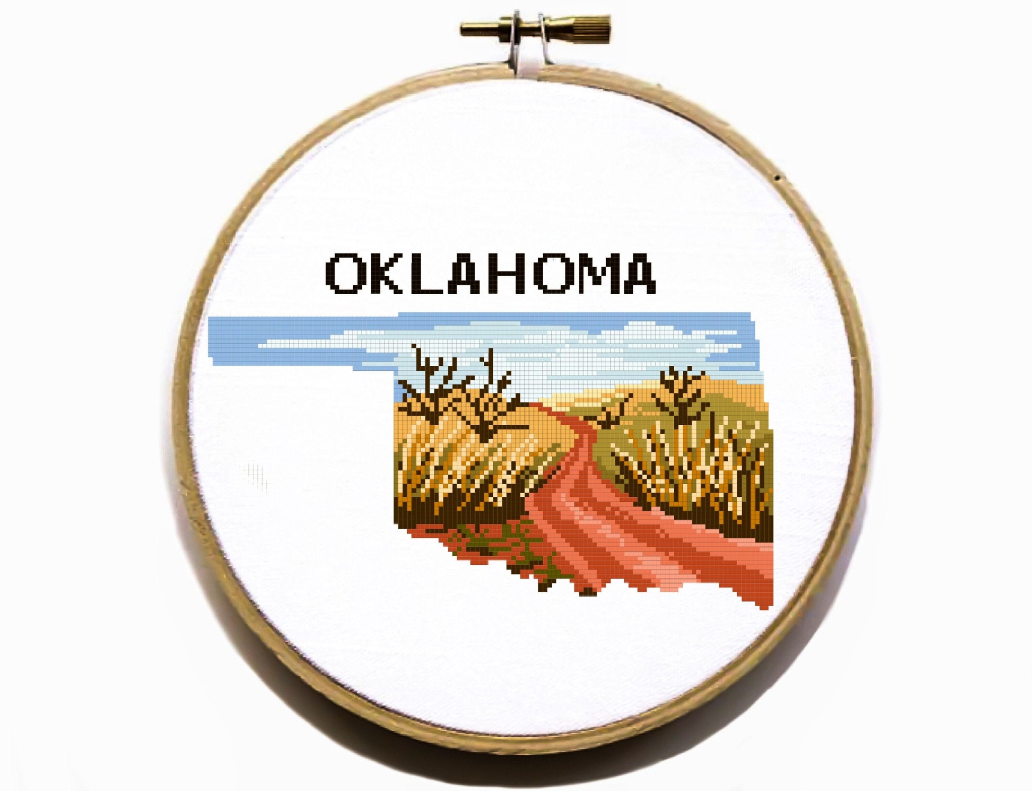 Oklahoma state US Modern Cross Stitch Pattern nature easy Etsy