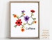 Caffeine molecule floral cross stitch pattern modern, easy, flower, kitchen, food, drink, science, chart, instant download PDF 