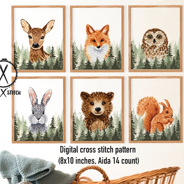 Woodland Animals Cross Stitch Pattern Set (PDF)