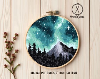 Sea Bottom Cross Stitch Pattern, Modern Ocean Animals Embroidery