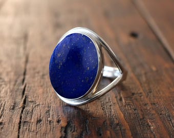 Sterlingzilveren ring met lapis lazuli-edelsteen | Boho-statementsieraden