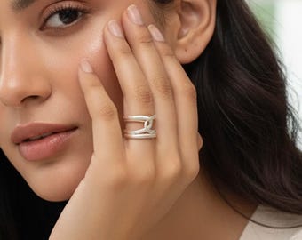 Handmade Sterling Silver Knot Ring: Boho Twist Thumb Ring