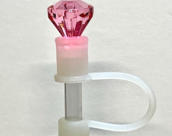 Pink Bling Diamond 3D straw topper (10mm)