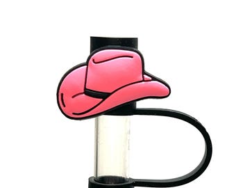 Pink cowboy hat straw topper (10mm)
