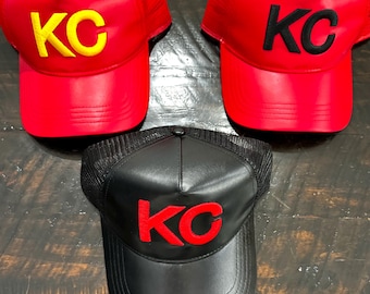Gorra de piel sintética de Kansas City, gorra de camionero, gorra de Kansas City, gorra KC