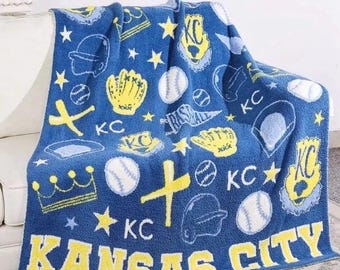 Grande coperta da baseball di Kansas City, 100% microfibra di poliestere