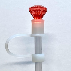 Red Bling Diamond 3D straw topper (10mm)