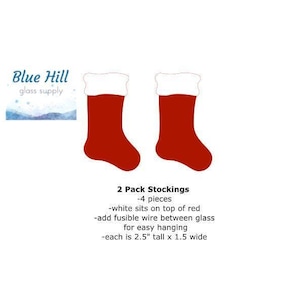 Stockings 2 Pack Christmas Precut Glass Shape - Fusible 90 and 96 COE - For Glass Artists - Mosaics - Holiday Precut - Christmas Ornament