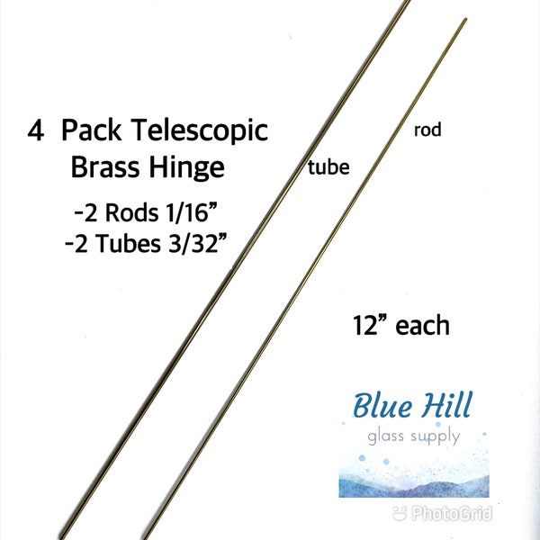 Hinge for Stained Glass Boxes - 4 Piece - 2 Rod and 2 Tube -12” Each - Brass Jewelry Box Fastener - Solderable Hinge for Crafts