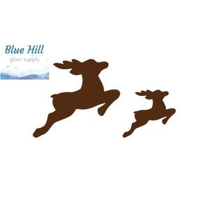 Reindeer #2 - 2 Pack Fusible Glass Precut - 96 COE - 90 COE - For fused glass - Mosaic Art - Glass Art Supplies - Deer - Christmas