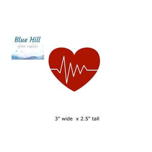 Heartbeat 2 Piece Precut Glass - 90 COE or 96 COE - Precut glass for glass artists - Mosaics - Stained Glass - Fused Glass - Nurse - Doctor