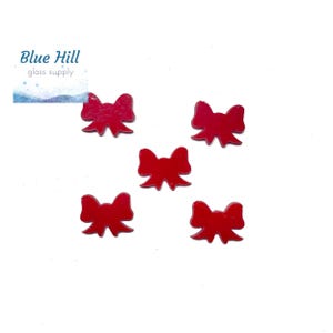 Christmas Bow 5 Pack Precut Glass Shape - Ornaments - Fusible 90 and 96 COE - For Glass Artists - Mosaics - Holiday Precut