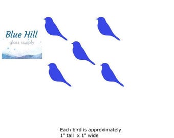 Bird 5er Pack Fusing Glass Precut - 96 COE - 90 COE Glas - Für geschmolzenes Glas - Mosaik Kunst - Glaskunst Zubehör - Blauer Vogel - Blauhäher