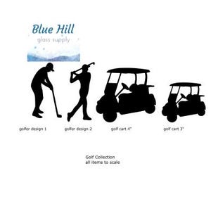 Golf Precut Glass Shape - Golfer - Golf Cart Precut - Sport - For Mosaics - Fusible - 90 COE - 96 COE - Stained glass