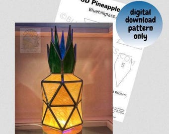 パイナップルさんのステンドグラスパターン • 3Dフルーツデザイン
