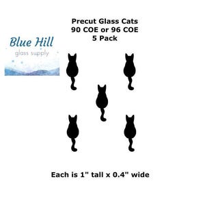 Cat 5 Pack Fusible Glass Precut - 96 COE OR 90 COE - For fused glass - Stained Glass - Mosaic Art - Multiple Sizes - Kitty Precut