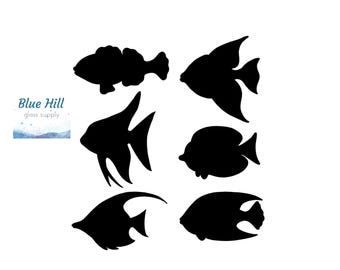 Tropische Fische Schmelzglas vorgeschnitten - 96 COE - 90 COE - Für geschmolzenes Glas - Glasmalerei - Mosaikkunst - Kunstbedarf - Strandszene - Ozean