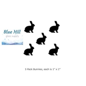 5 Pack Bunny Rabbit Fusible Glass Precut - 96 COE - 90 COE - For fused glass - Stained Glass - Mosaic Art - Glass Supplies