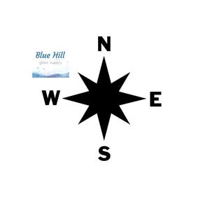 Compass Rose 5 Piece Fusible Glass Precut - 96 COE Oceanside - 90 COE Bullseye Glass - For fused glass - Stained Glass - Mosaic Art