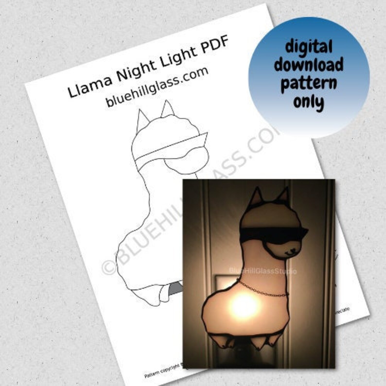 Llama Stained Glass Pattern Digital Download Only Stained Etsy