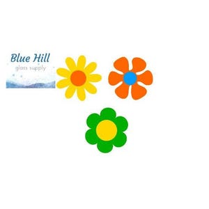 Retro Blumen 3er-Pack Schmelzglas vorgeschnitten - 96 COE - 90 COE - Für geschmolzenes Glas - Glasmalerei - Mosaikkunst - Frühlingsvorschnittpackung