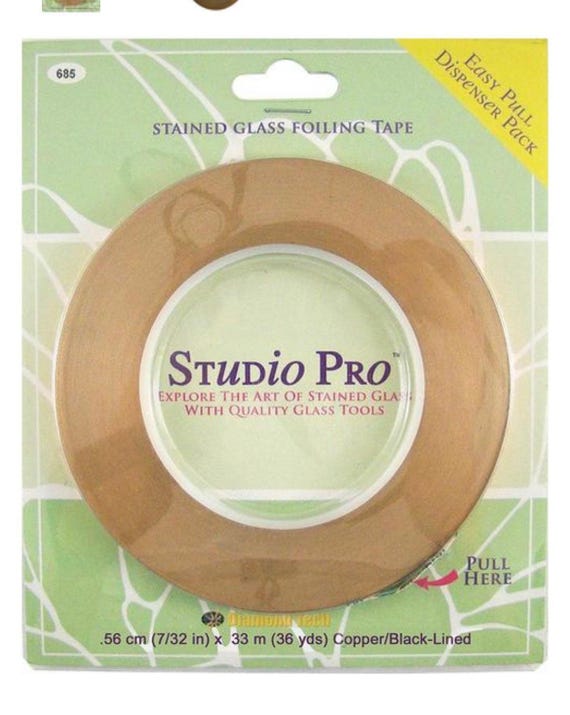 7/32” Copper Foil for Stained Glass - Black, Silver or Copper Backed - Easy to Use Dispenser - Stained Glass Tools - Copper Foil Method